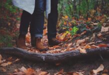 행복한 일상을 위한 소소한 습관 만들기 a man and a woman walking in the woods