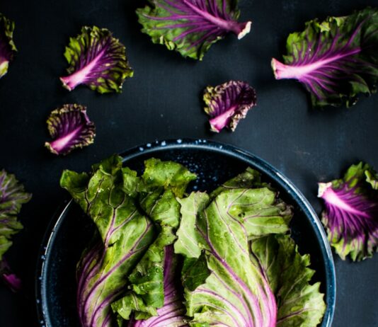 건강을 위한 자연 식품의 힘 purple and green vegetable in black bowl